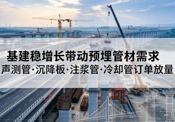 江海基建稳增长带动预埋监测管材需求，声测管、沉降板、注浆管订单持续放量